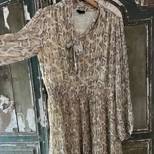 Anthropologie Current Air Olivia Snake-Printed Midi Dress Large